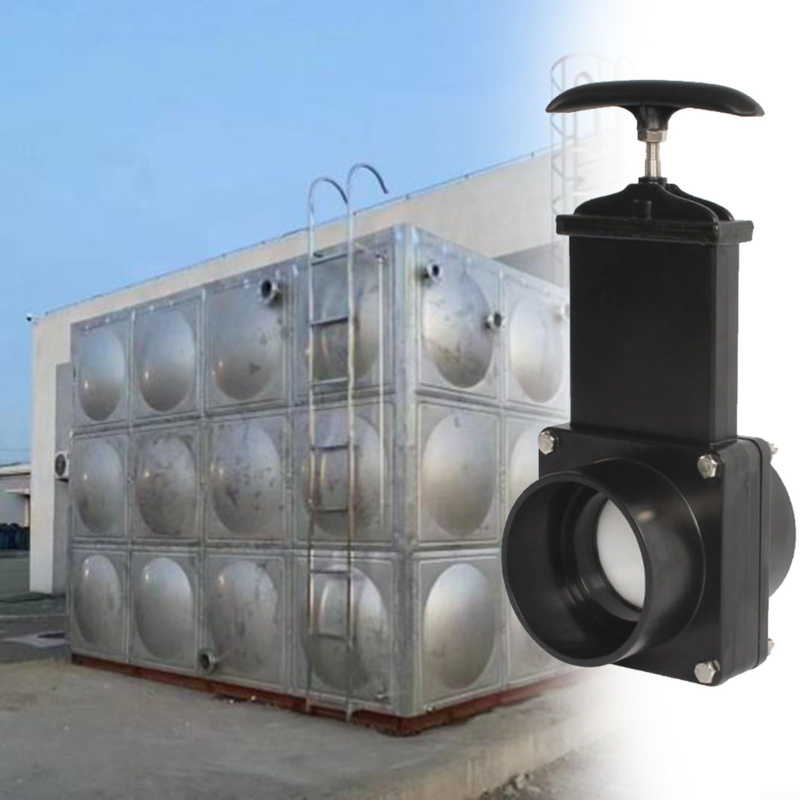 Valvola di scarico per modifica camper, 50 mm, in plastica nera, per acqua pulita e serbatoio delle acque reflue, guarnizione in Santoprene, passaggio completo, resistente ad alta