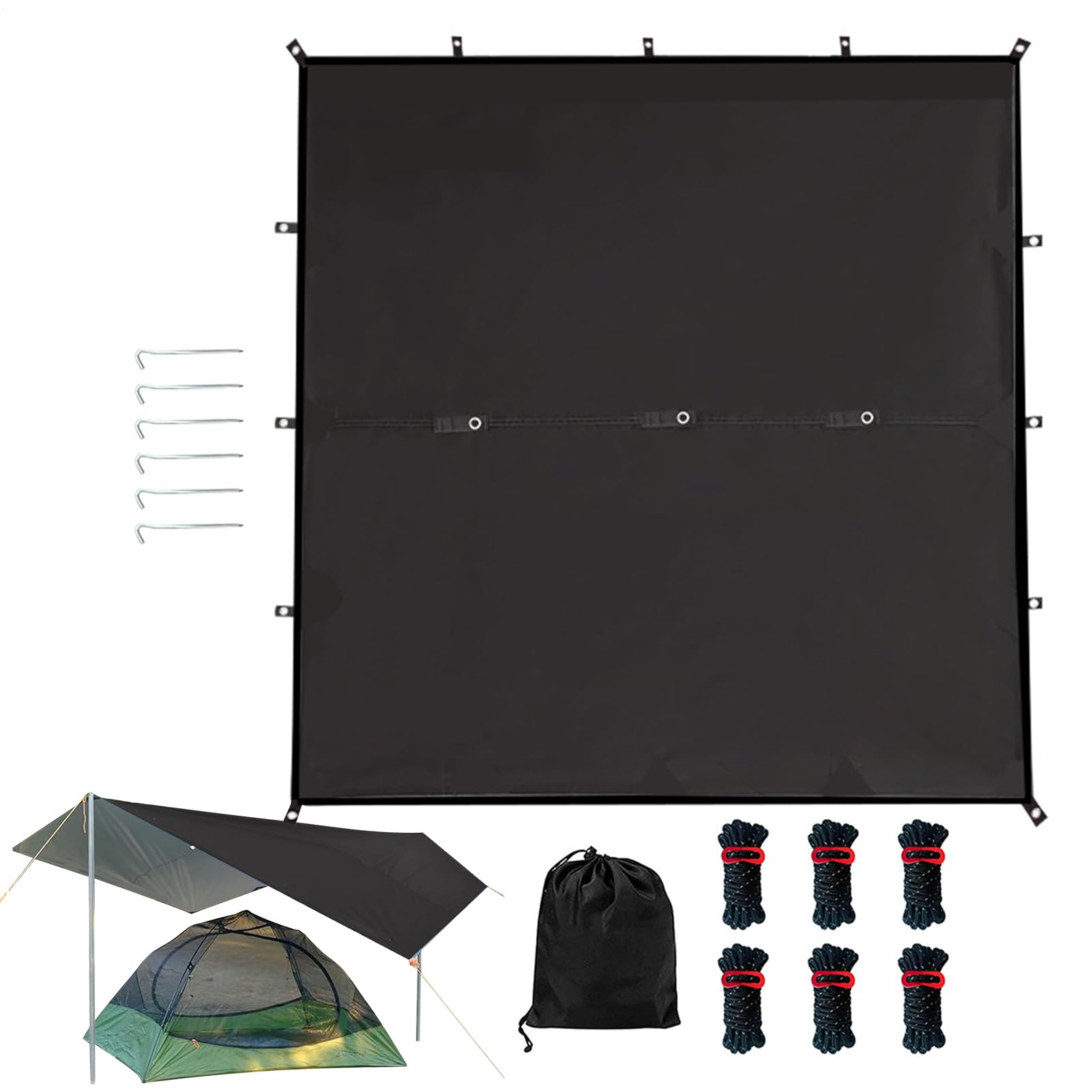 Tarp Do Namiotu Markiza Plandeka Schronienie Przeciwdeszczowe Sprzęt | Plandeka przeciwsłoneczna Do wędrówek, trekkingu, , biwakowania, parku, trawnika, outdoor