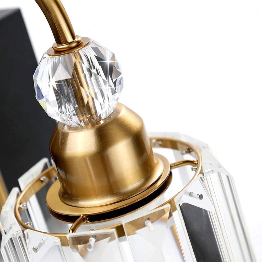 Modern Black and Gold Wall Light Crystal Vanity Light Luxury Vintage Wall Lamp for Bedroom Bedside Table Gothic Crystal Black Wall Sconces Mid Century Hallway Light Fixture Wall Mount