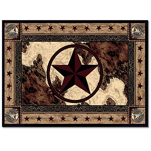 Rectangle Indoor Area Rugs, Rustic Western Texas Star Vintage Brown Non-Slip Accent Rug For Living Room Bedroom Office Kids Room Nursery, 2'7"X5' #TOP2