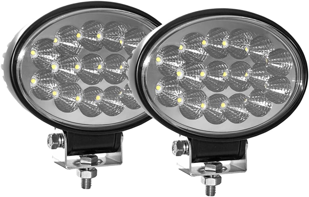 Raycharm 4x6 inch Oval Offroad LED Work Light/Rear Fender Light for John Deere Tractor, UTV & ATV, 6000K Cool-White, Spot Beam, Rugged Aluminum Housing, 12V/24V 14W 1400 Lumens, 2-Pack