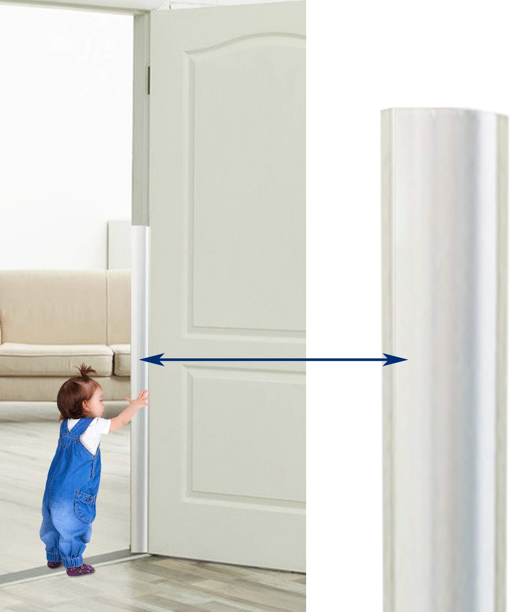 (2-PCS) Happlife Finger Pinch Door Guard - Door Protector for Kids - Baby Finger Pinch Guard Door Stopper - Shield for 90 & Probably 180 Degree Doors (Set) - Guard for Door Finger Child Safety.