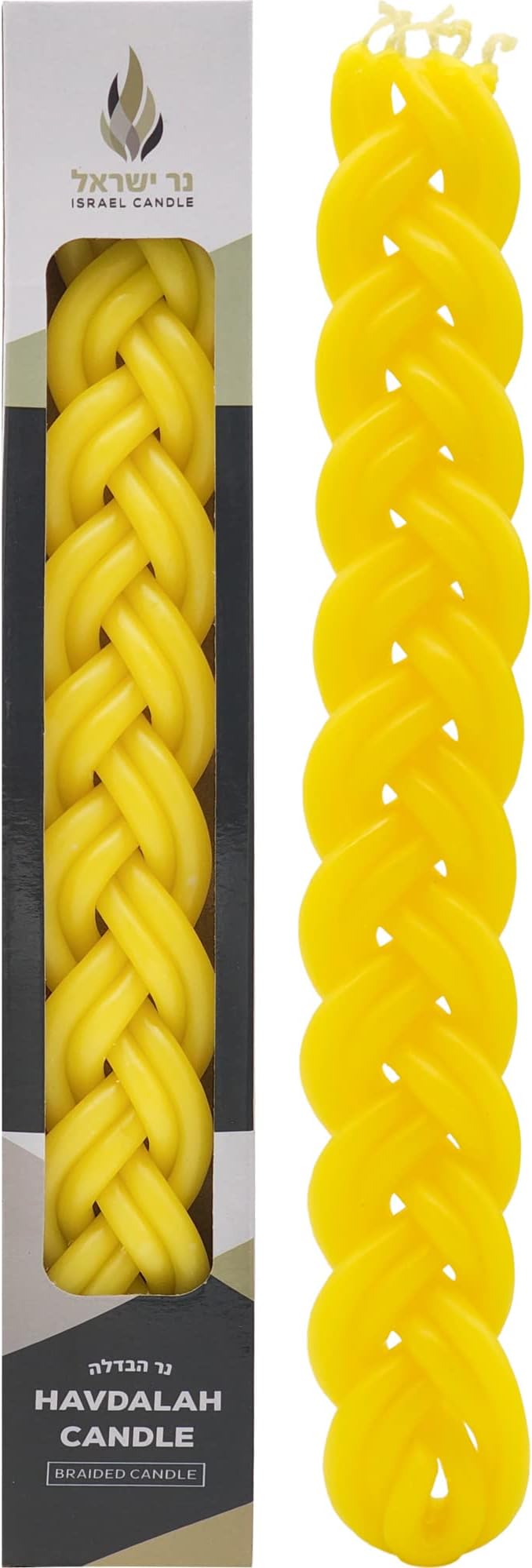 The Dreidel Company Havdalah Candle Handcrafted Havdala Candle Yellow Beeswax, Pure Bees Wax Shabbat Candle, Shabbat Judaica Gift (Single)