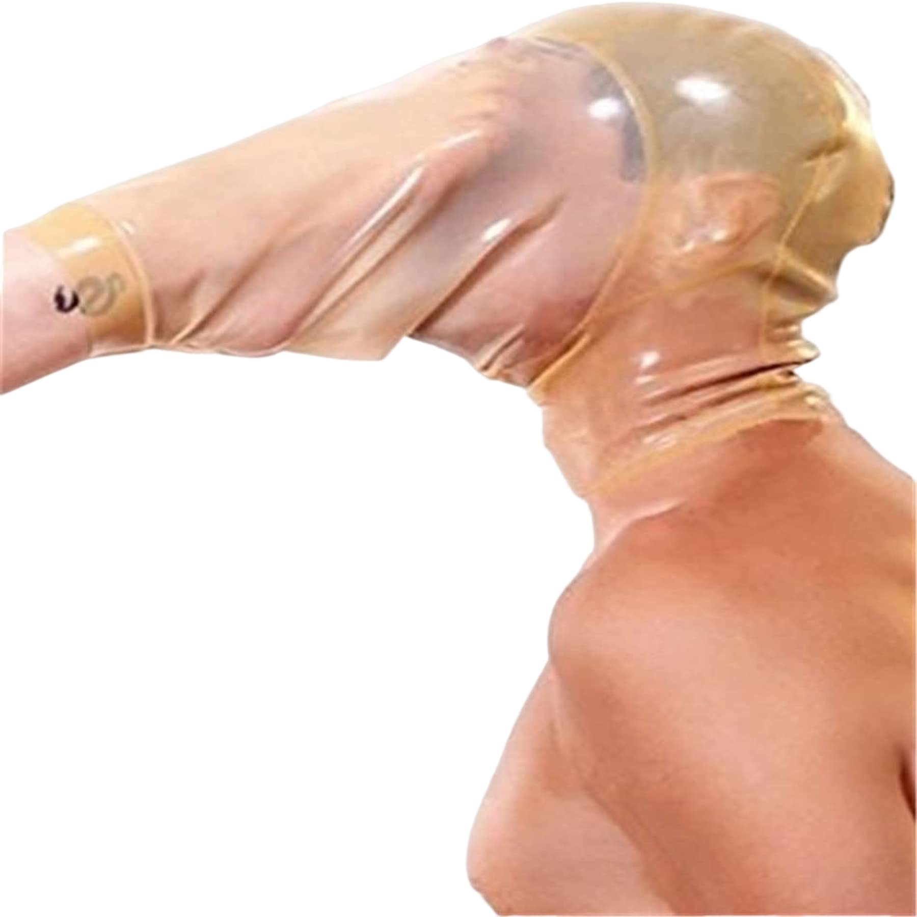 MFMYEE bondage latex mask SM fetish transparent latex head cover, role play mask, Halloween head cover