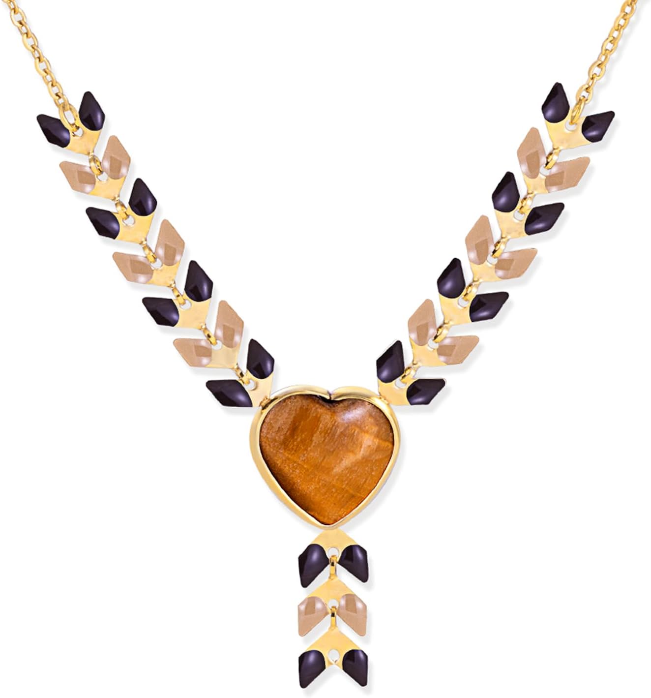 Wrangler Gold Western Y Necklace for Women Statement 14K Country Natural Stone Cowgirl Boho Jewelry