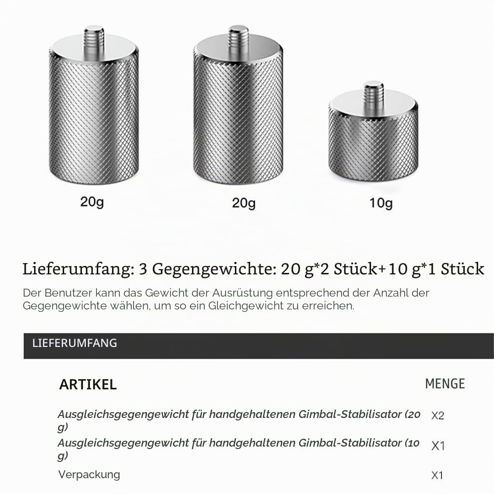 Yius Gegengewicht Gimbal Stabilisator, 3 Stück OM 4/OS MO Mobile 3 Gegengewicht Balance Zähler Gewichte Unterstützung 70 g Videoaufnahmen Zubehör für DJI OSMO Mobile 3 4 (Silber)