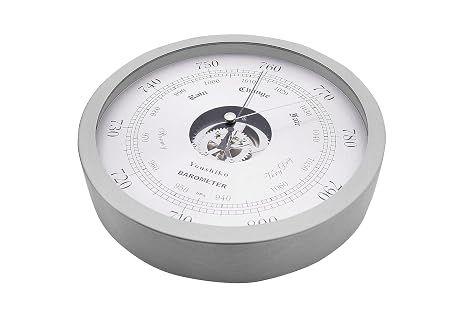 Youshiko Traditional Barometer, Stainless Steel Surround Weather Forecaster, 2026 Version (Silver)