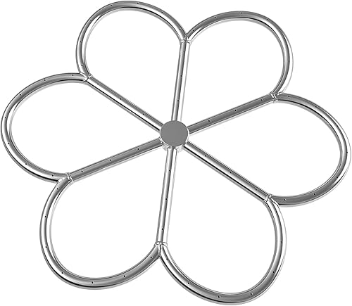 Skyflame Anillo de quemador de hoguera de acero inoxidable de 24 pulgadas para hoguera, gas natural y chimenea de propano, Max BTU 296K, forma de