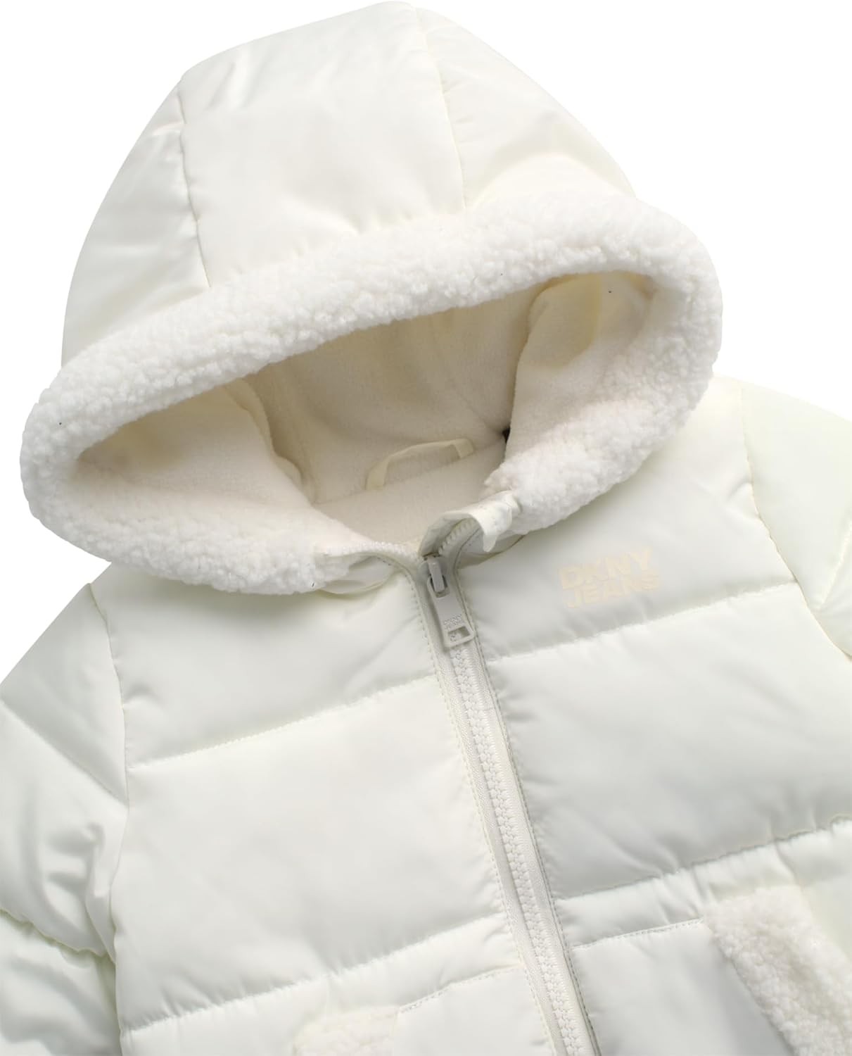 DKNY Baby Girls Puffer Coat - Soft Polar Fleece Lined Quilted Puffer Jacket for Girls - Cozy Winter Coat for Infant & Toddler - Image 4