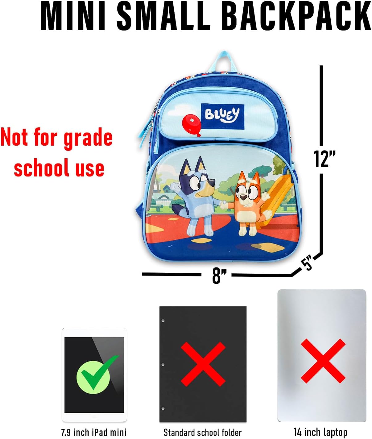 Bluey Mini Backpack for Kids - Bundle with 12" Backpack Purse for Girls Plus Water Bottle, Stickers, More | Bluey Small Bag Set - Image 4