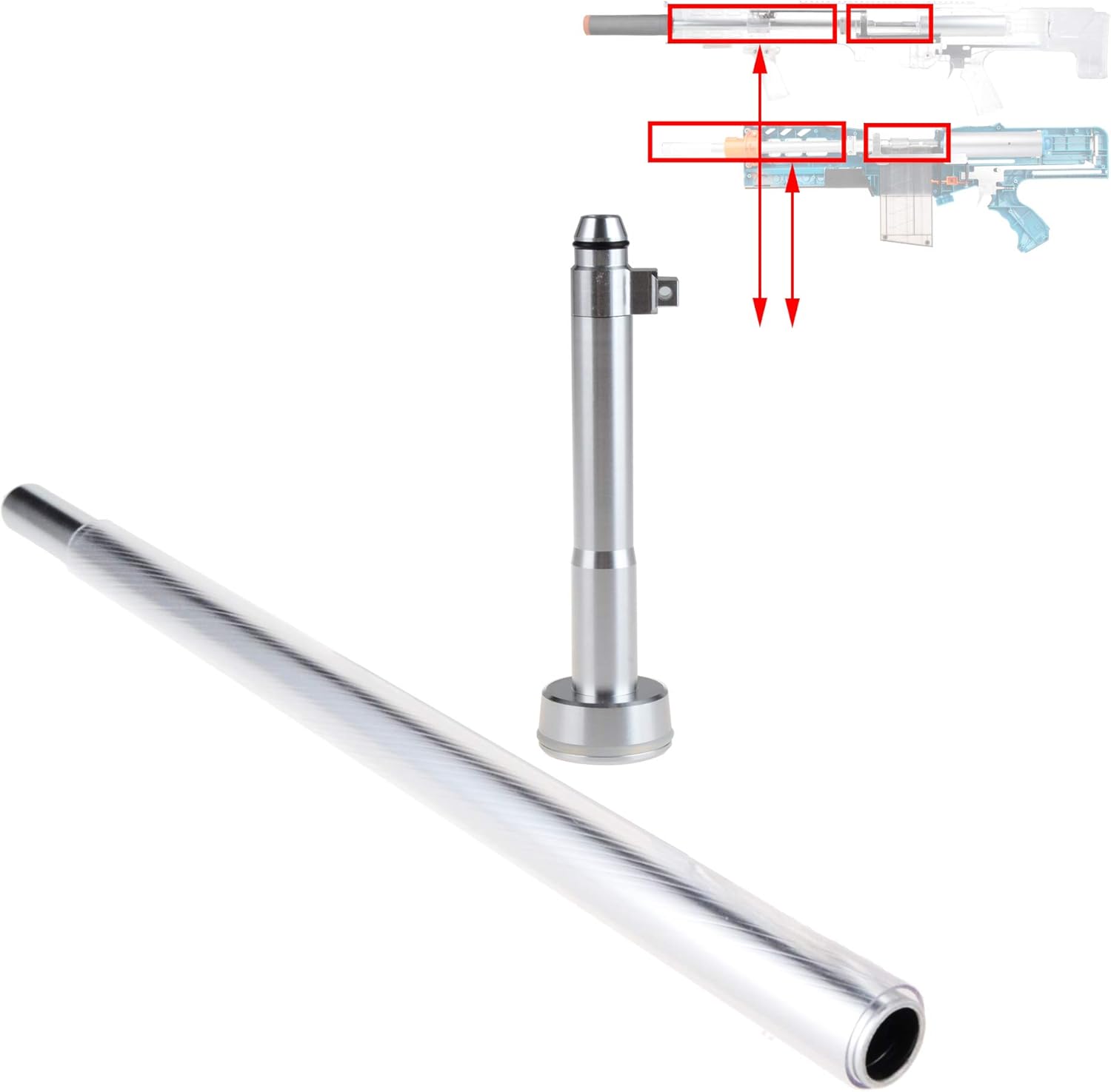 WORKER Stefan Short Darts Upgrade Kit for Nerf N-Strike Longshot CS-6, Zombie Strike Longshot CS-12 Terminator Toy Color Silver