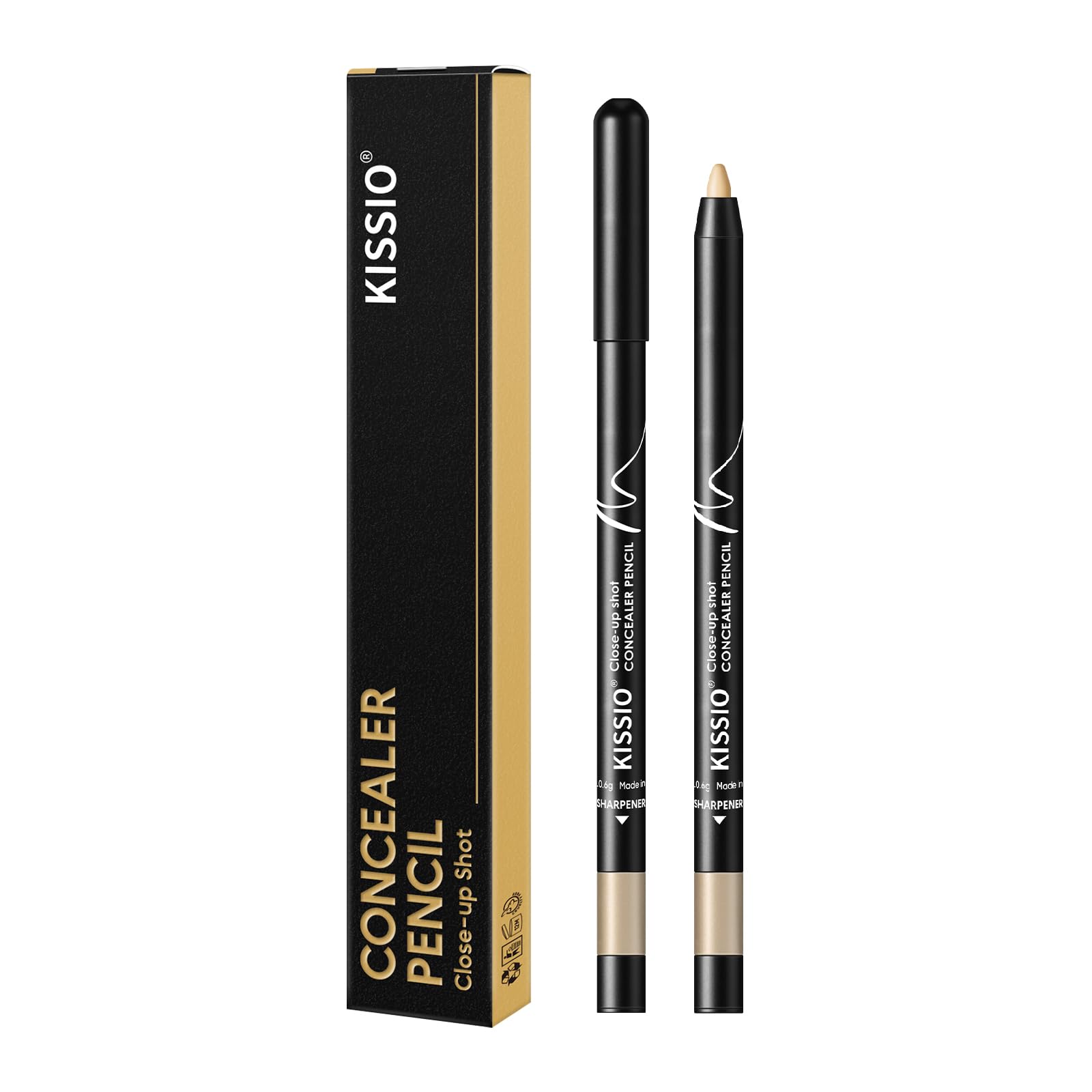 KISSIO Concealer Pencil,Under Eye Concealer,Cover Acne and Freckles,Brightener,Waterproof,Long-lasting,Cream,Makeup Pencil with Sharpener,02 NATURAL