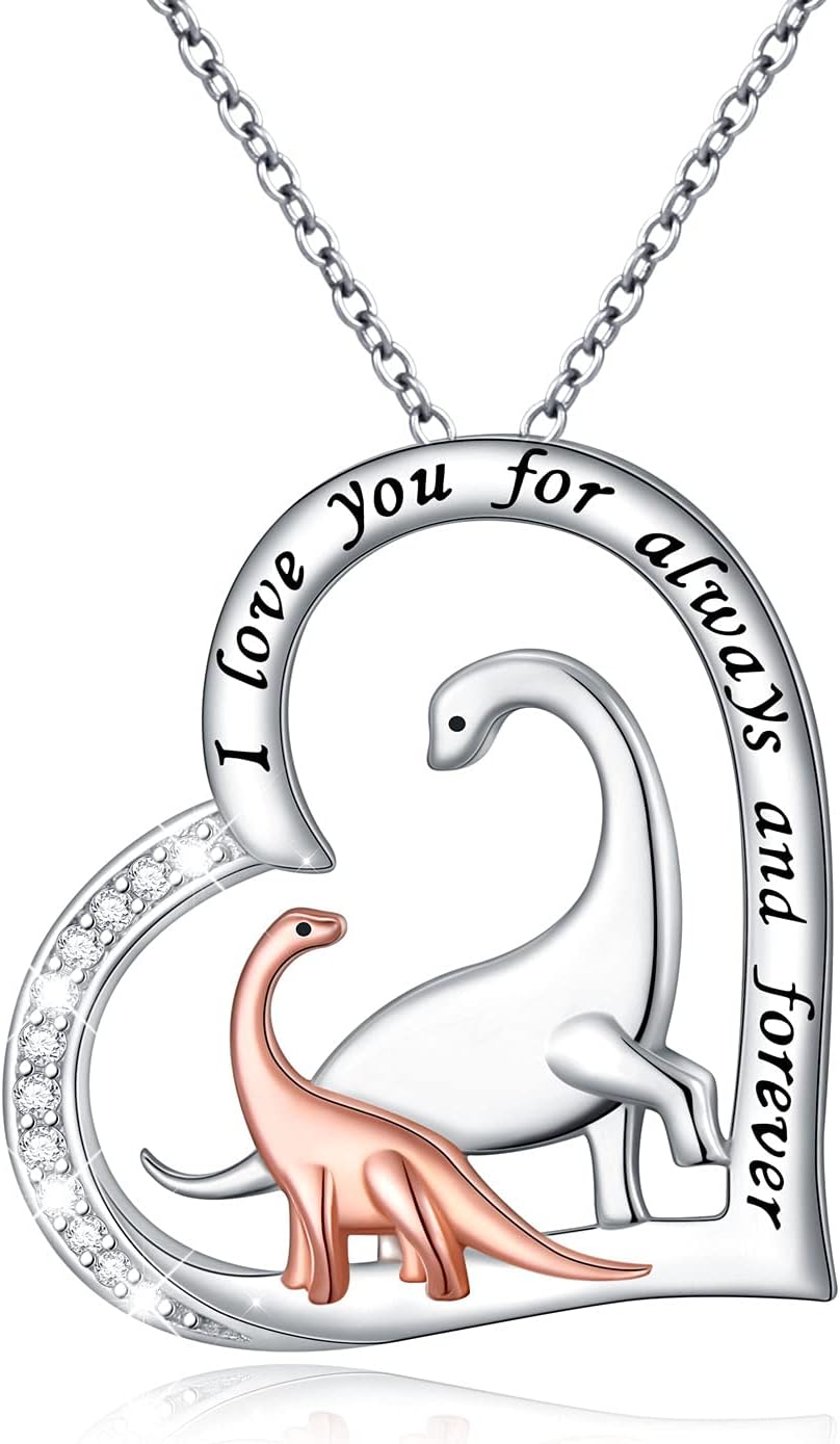 Yearace Sterling Silver Mother and Child Animals Necklace Love Heart Pendant Necklace Cute Animal Jewelry Mother's Day Gifts for Mother Wife
