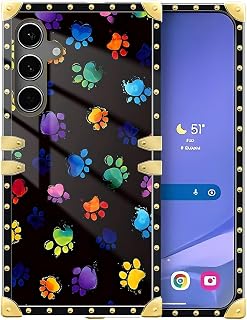 DAIZAG Compatible with Samsung Galaxy S24 Plus/S25 Plus Case,Watercolor Dog Footprints Golden Decoration Soft TPU Protective Cover Shell Case Anti-Scratch for Samsung Galaxy S24 Plus/S25 Plus