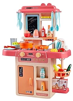 Kitchen Playset for Kids, Kitchen Set for Toddler with Gas Sound & Light, Cooking Stove with Steam,Toy Kitchen Accessories with Running Water,Kitchen Toys for Kids Girls Boys (42 Pcs)
