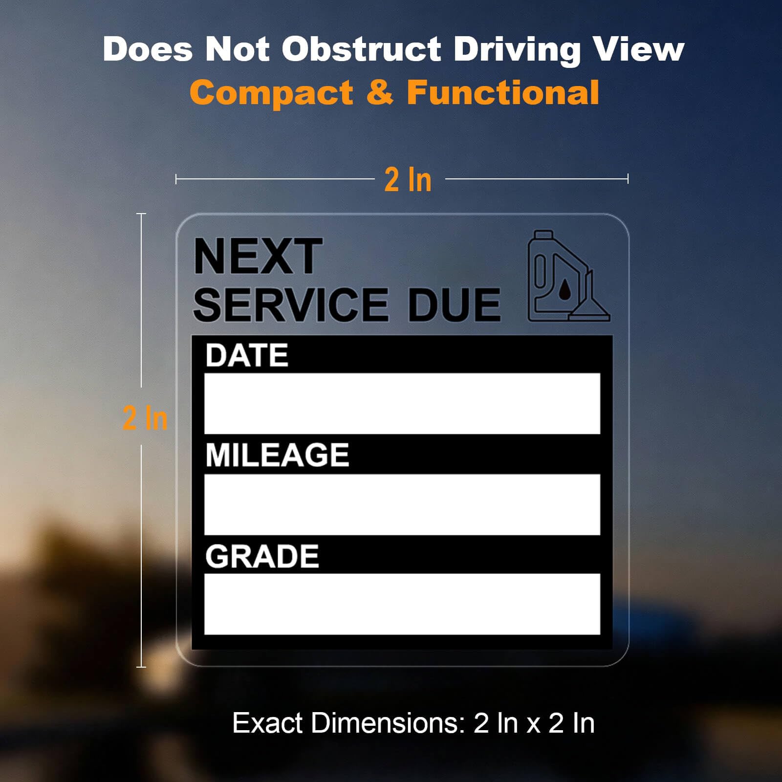 Static Cling Oil Change Stickers for Windshield, 120 Pcs 2x2 Inches No Glue No Residue Clear Next Service Due Reminder Labels for Car Window, Upgraded Transparent Removable Auto Maintenance Sticker - 5