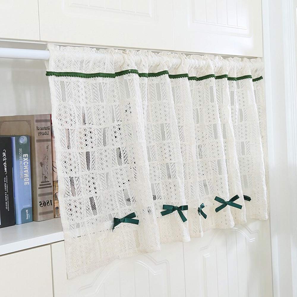 Cortinas de la cocina y baño rUrEu: cortina corta tipo visillo blanco de W130*H35cm
