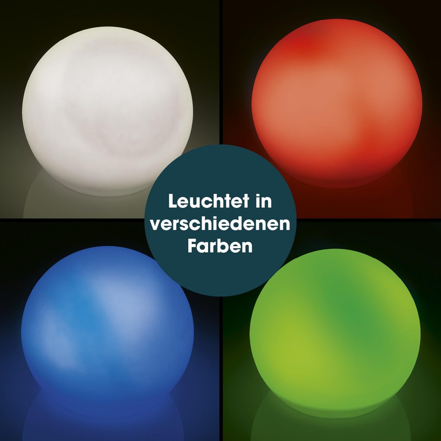 EASYmaxx LED Lampe solaire avec changement de couleur | Lampe de jardin décorative | Effets lumineux avec capteur de lumière du jour In & Outdoor | Résistant aux intempéries IP67, boule 30 cm