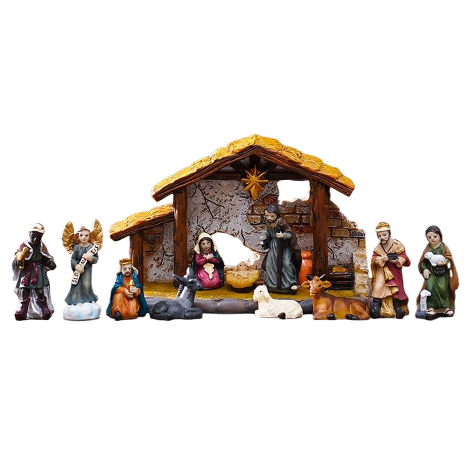 Crèche de Noël en résine de collection artisanale pour décoration de table - 8