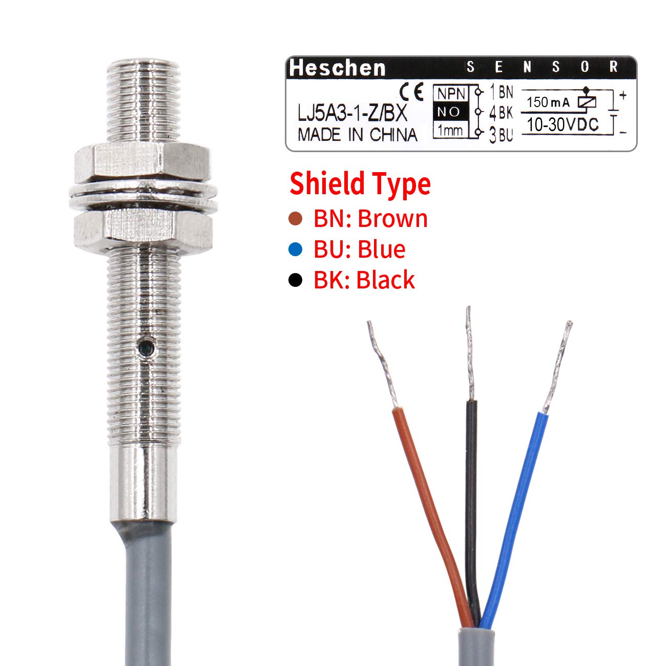 Heschen M5 Capteur De Proximité Inductif Interrupteur Type D Bouclier Lj5a3 1 Z Ax Detecteur 1mm 10 306vdc 150ma Npn Normalemen
