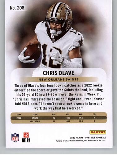 Miniatura 2 de 2023 Panini Prestige #208 Chris Olave NM-MT New Orleans Saints Football Trading Card