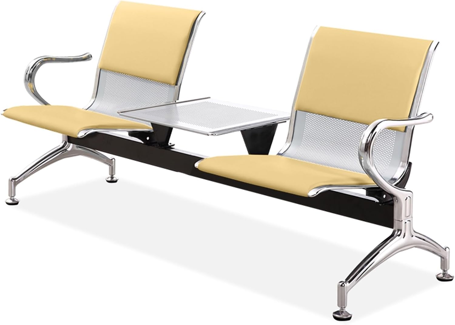 FQMYLTYN Waiting Room Chairs, Airport Reception Bench with Table and Armrests, 2 Seat Visitor Guest Sofa, Lobby Chairs for Business Office Bank(Yellow)