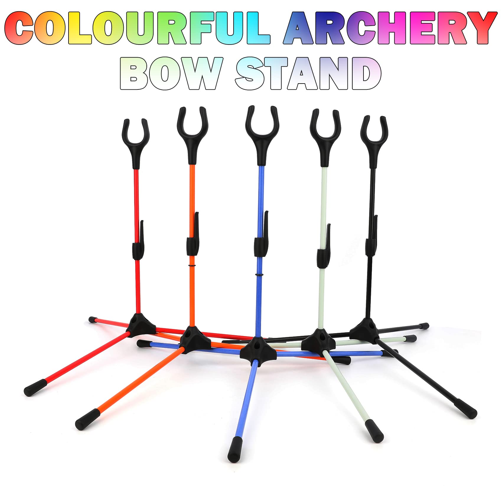 ZSHJGJR Archery Bow Stand - 16.9-inch Quick Installation Takedown Recurve Bow Stand, Plug-in Compound Bow Rest, Easy to use Lightweight Fiberglass Long Bow Holder (Black)