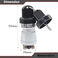 Vista 2 de Interruptor de arranque universal de 3 cables con 2 llaves de repuesto para motocicleta, scooter, camión, tractor, carretilla elevadora, automóvil