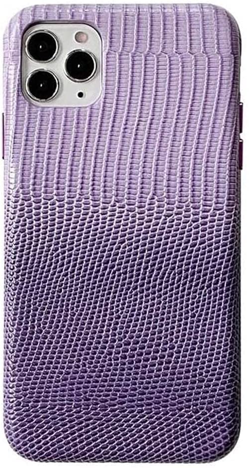 Coque violette iPhone 12 Pro Max en cuir de vache gaufré