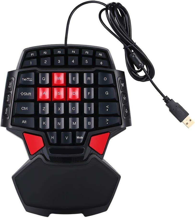 Tidoom One Hand Gaming Keyboard Gaming Keyboard 47-Key Professional Single Handed gaming keyboard with USB Wired Portable Mini Gaming Keypad Ergonomic Game Controller for CF/LOL/Wow/Dota