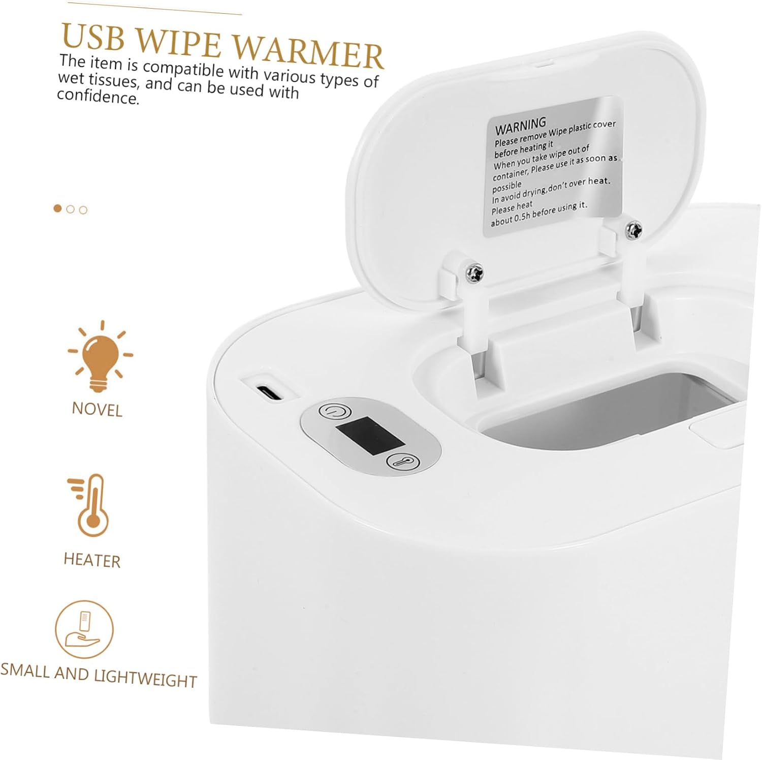Cabilock Portable USB Wet Tissue Heater Tissue Warmer Lightweight Temperature Control Wipes Case for Travel and Home Use Compatible with Various Wet Tissues