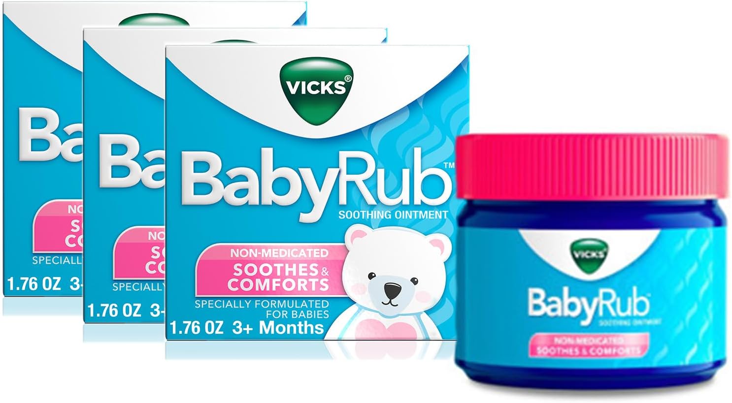 Vicks BabyRub Chest Rub Ointment 1.76 oz (3 Pack) - Soothing Aloe Eucalyptus Lavender and Rosemary from the makers of VapoRub (OLD)