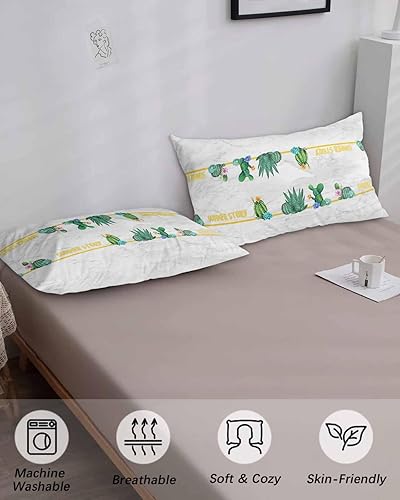 Miniatura 4 de Fundas de almohada de verano de tamaño King con diseño de cactus oasis verde de verano, fundas de almohada suaves para cama, fundas decorativas de