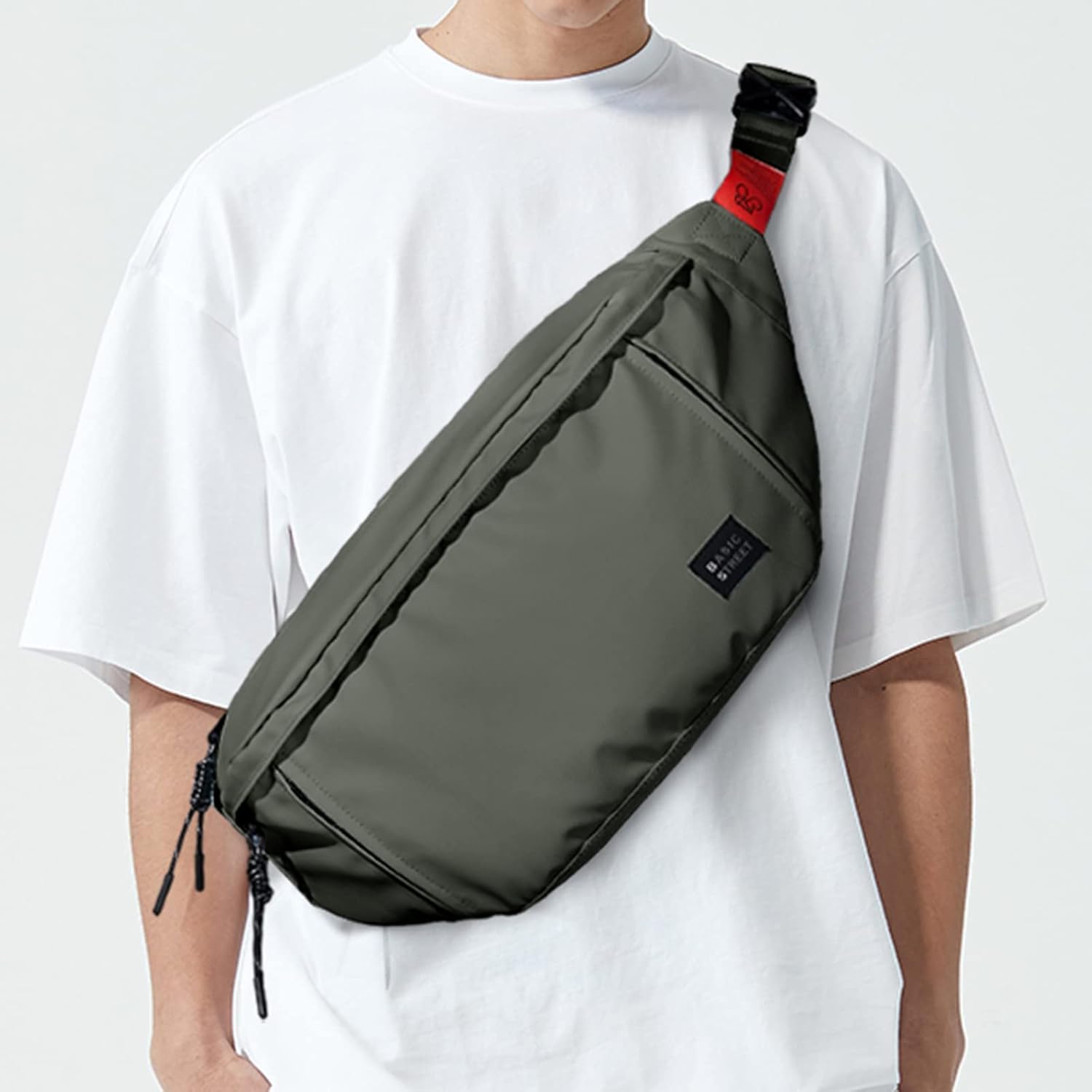 Large Crossbody Fanny Pack for Women Men,Waterproof Waist Bag Pack with Adjustable Strap & 5-Zipper Pockets,Green - Image 2