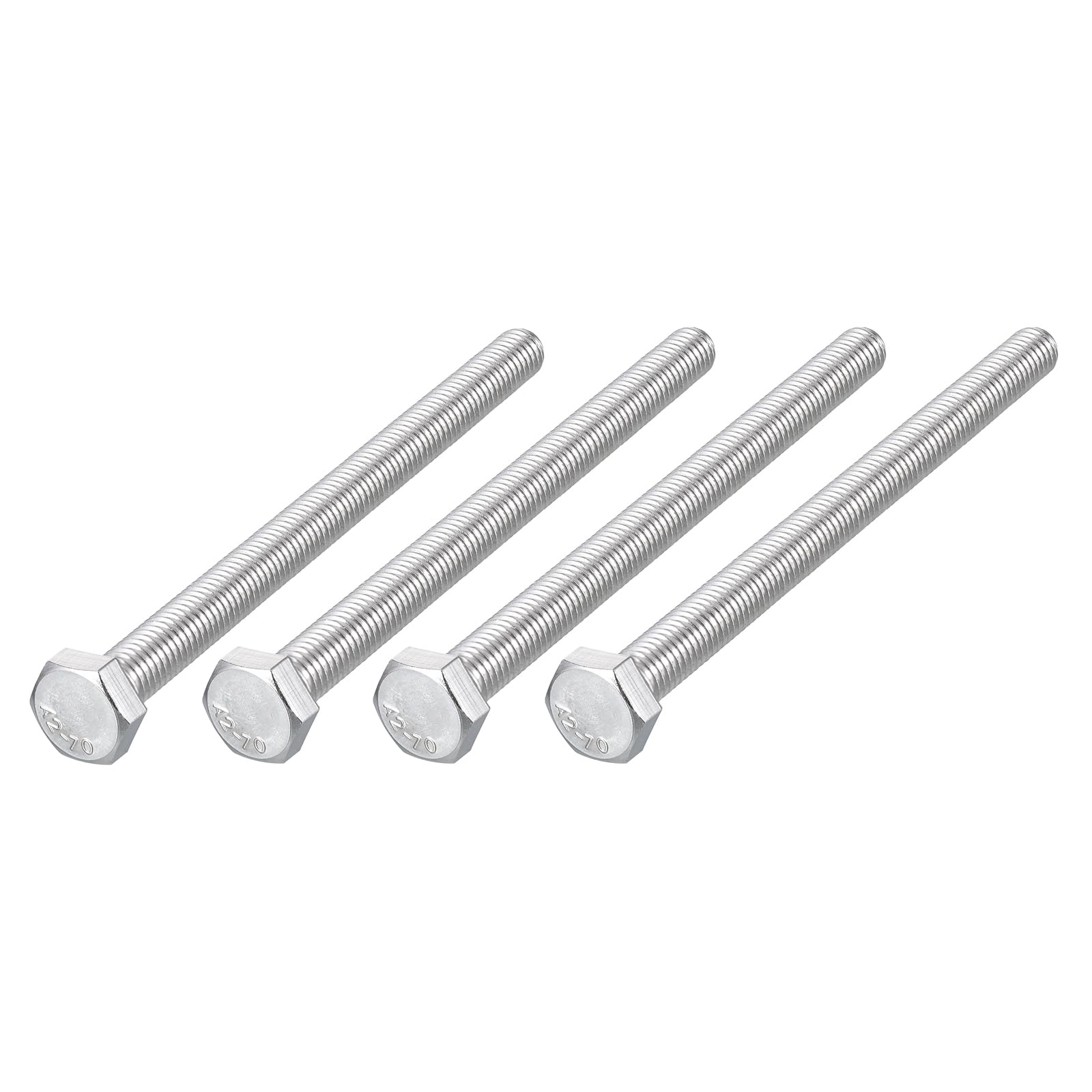 METALLIXITY Hex Bolts (M8-1.25x100mm) 4Pcs, 304 Stainless Steel Coarse Fully Threaded Hex Head Screw Bolt Machine Screws