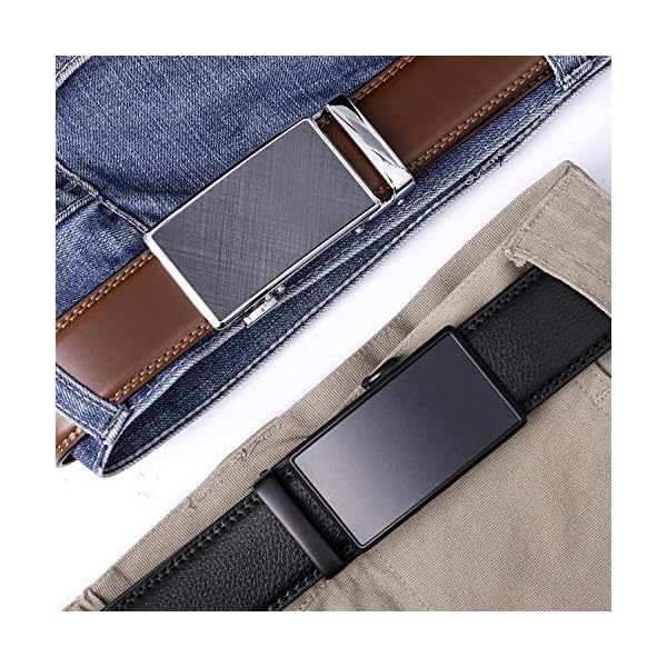 2 Pack Leather Ratchet Belt for Men Adjustable Dress Belt with Click Sliding Buckle M - Image 5