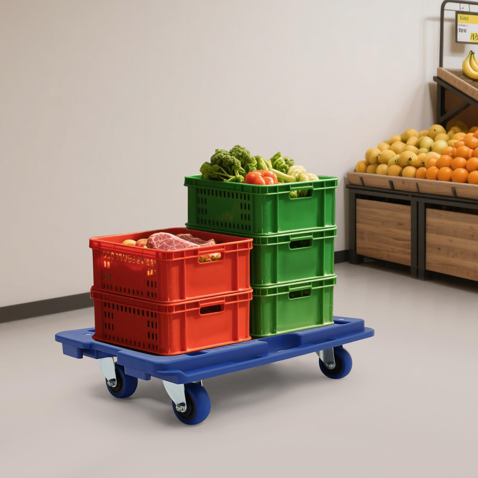 Carrello per il trasporto con 4 ruote universali, 60 x 40 cm, aiuto per il trasporto di mobili, per mobili, per il trasporto, fino a 150 kg