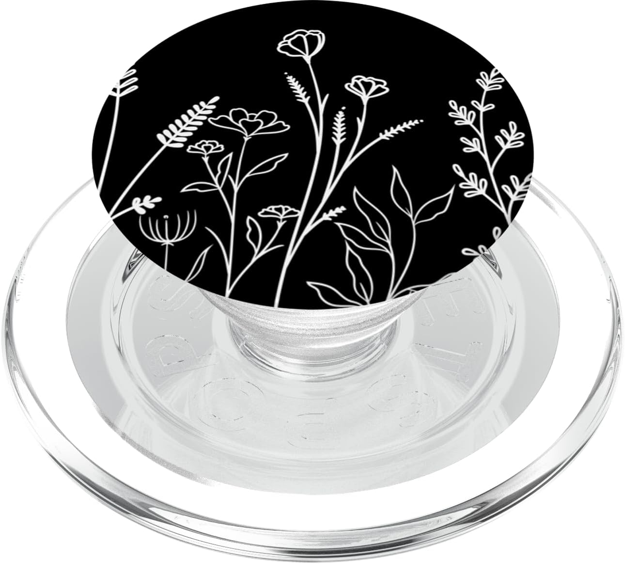 Cute Summer Wildflowers Pattern Pastel Design Floral Black PopSockets MagSafe PopGrip for iPhone