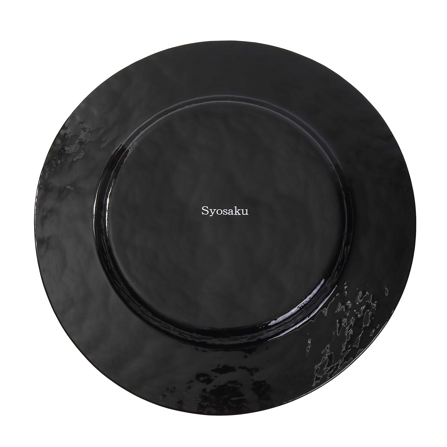 Assiette à dîner japonaise en verre Urushi Ø 31 cm, noir de jais avec feuille dorée, passe au lave-vaisselle
