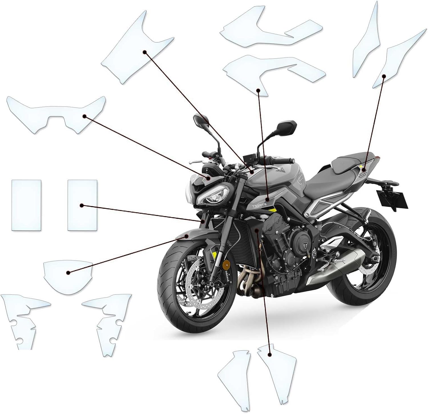 Steinschlag Lackschutzfolie PPF Motorradfolie geeignet f r Triumph Street Triple 765 R 2023-2025 Lackschutzfolie Clear-PU