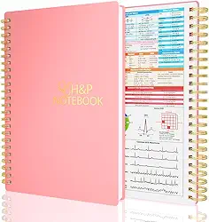 Caderno H&P - Caderno de história médica e física para profissionais e estudantes de medicina, terminologia médica inclusiva, cabe em capa branca, papel grosso de 100 g/m², A5 (15 x 21,8 cm) (rosa)