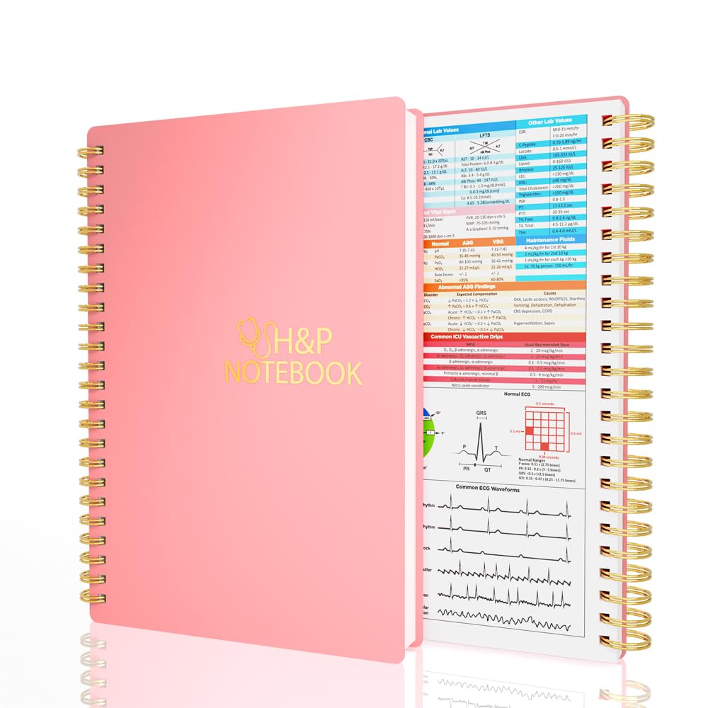 H&P Notebook - Medical History and Physical Notebook for Medical Professionals and Students, Inclusive Medical Terminology, Fits in White Coat, 100gsm