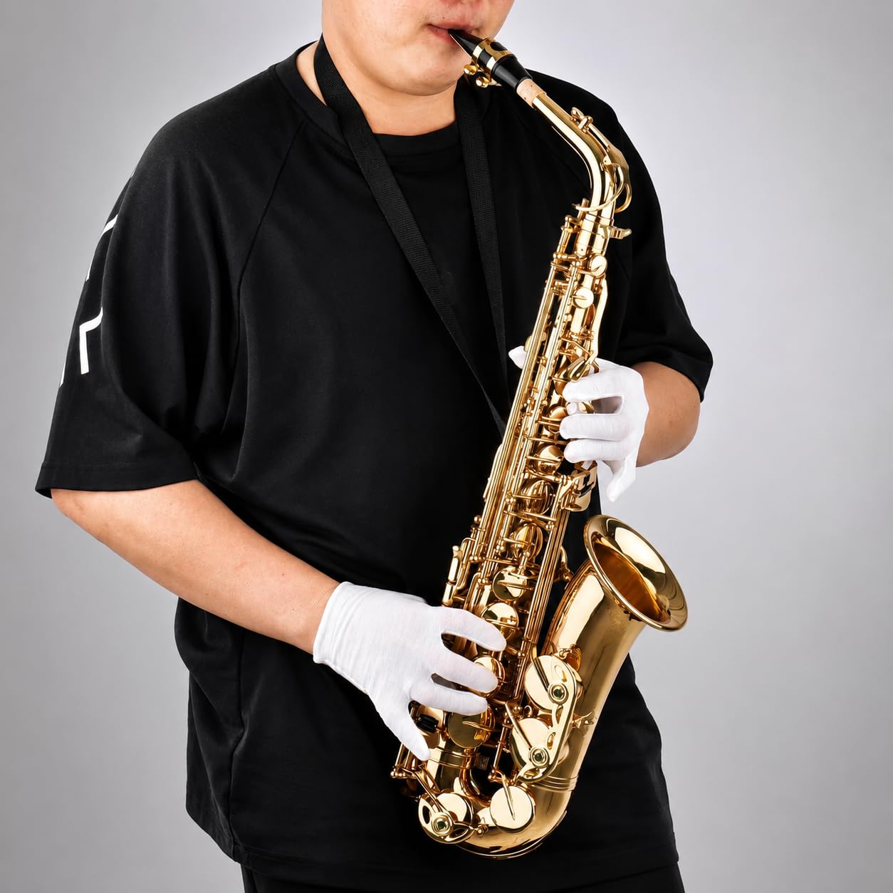 Saxofón alto Eb, saxofón de latón con patrón tallado, incluye boquilla de plástico, guantes, paño de limpieza, cepillo y correas
