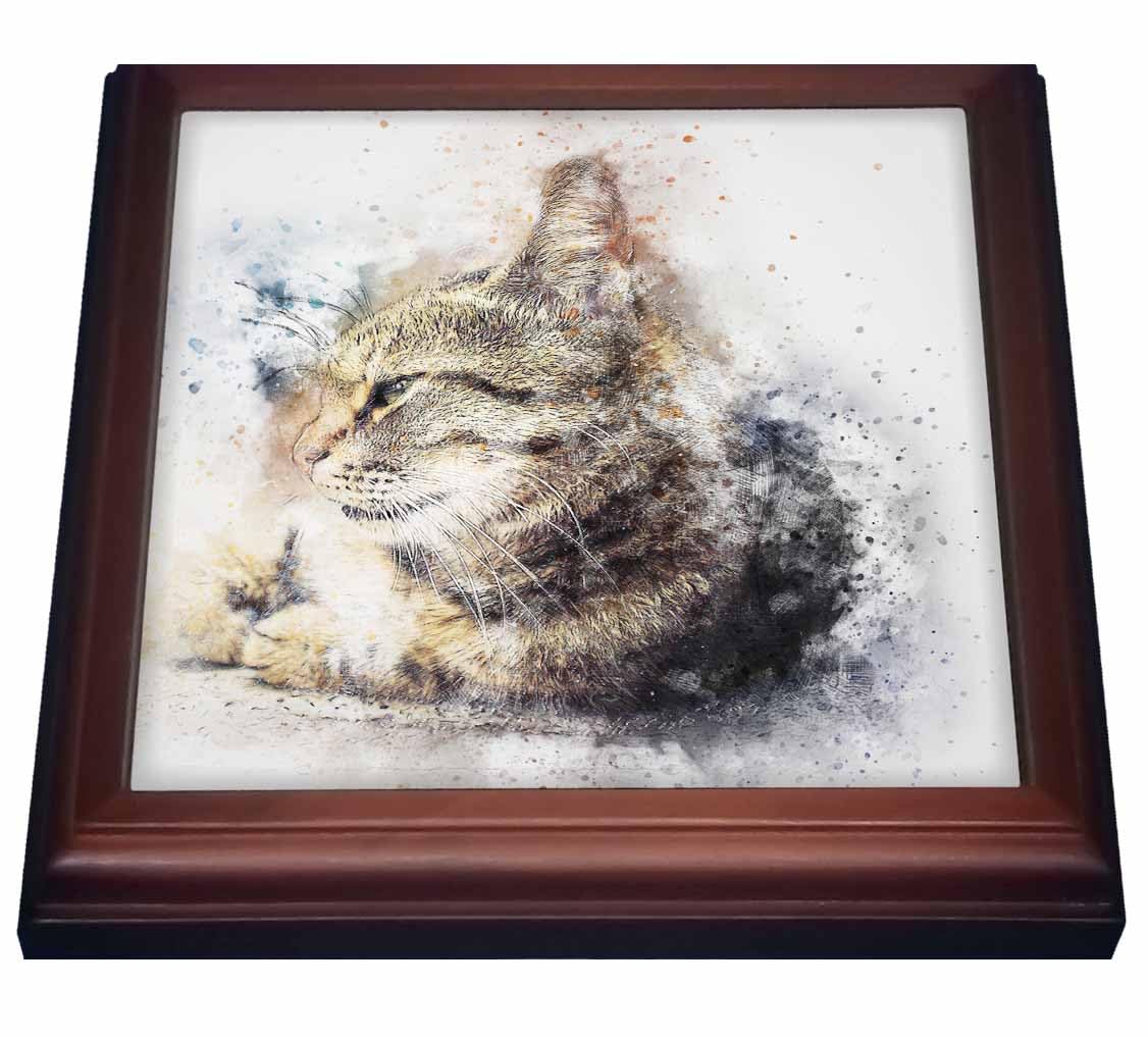 3dRose Watercolor Cat Pet Kitten Animal Friend Funny Trivet with Tile, 8 by 8