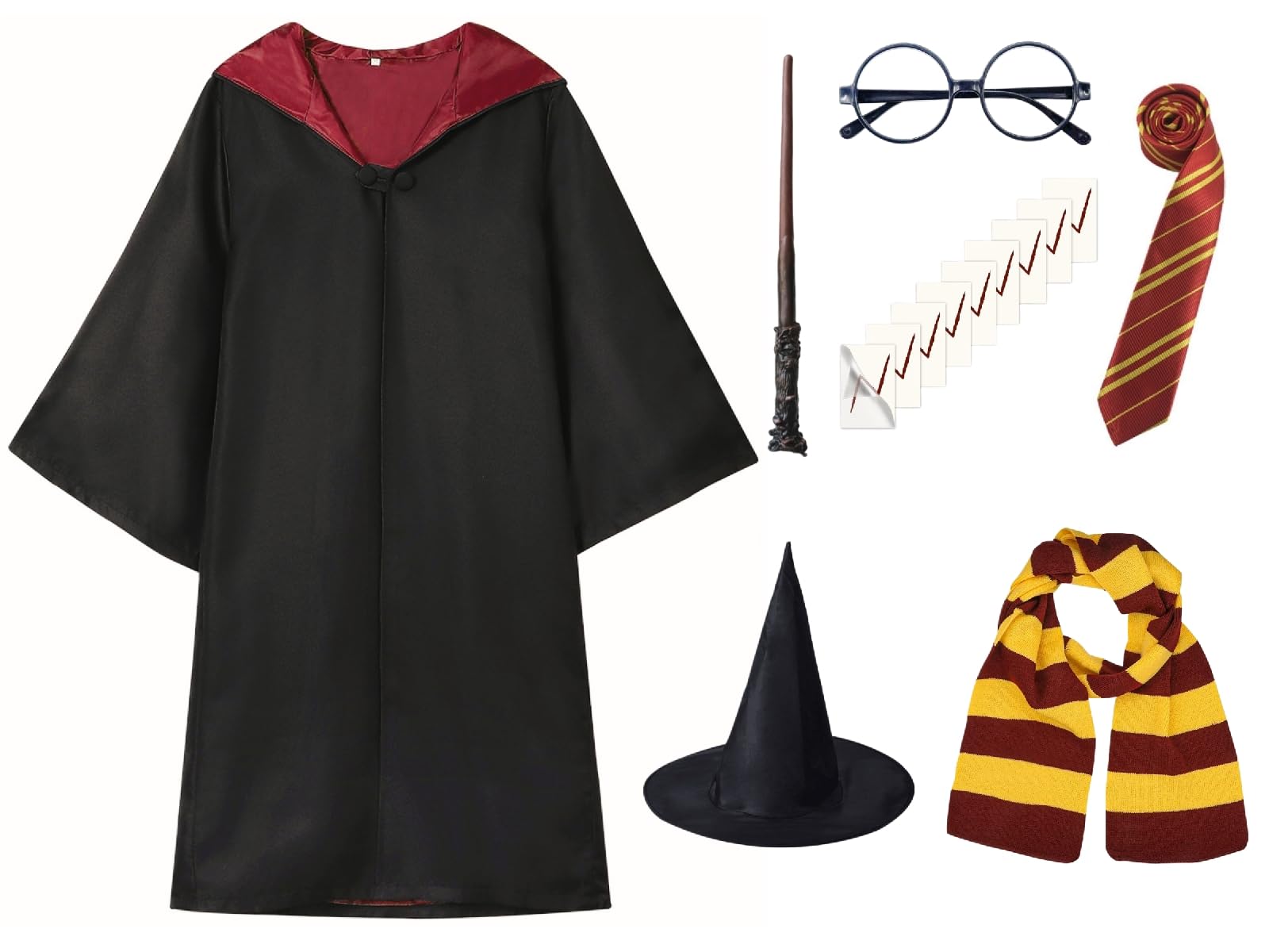 Wizard Costume for Kids, Halloween Deluxe Set Magician Robe Cosplay for Boys Girls