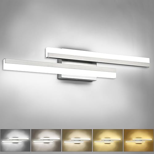Vista 27 de PRESDE Barra de luz LED de tocador de 32 pulgadas, accesorios de iluminación de baño de níquel cepillado, iluminación moderna sobre espejo 5CCT