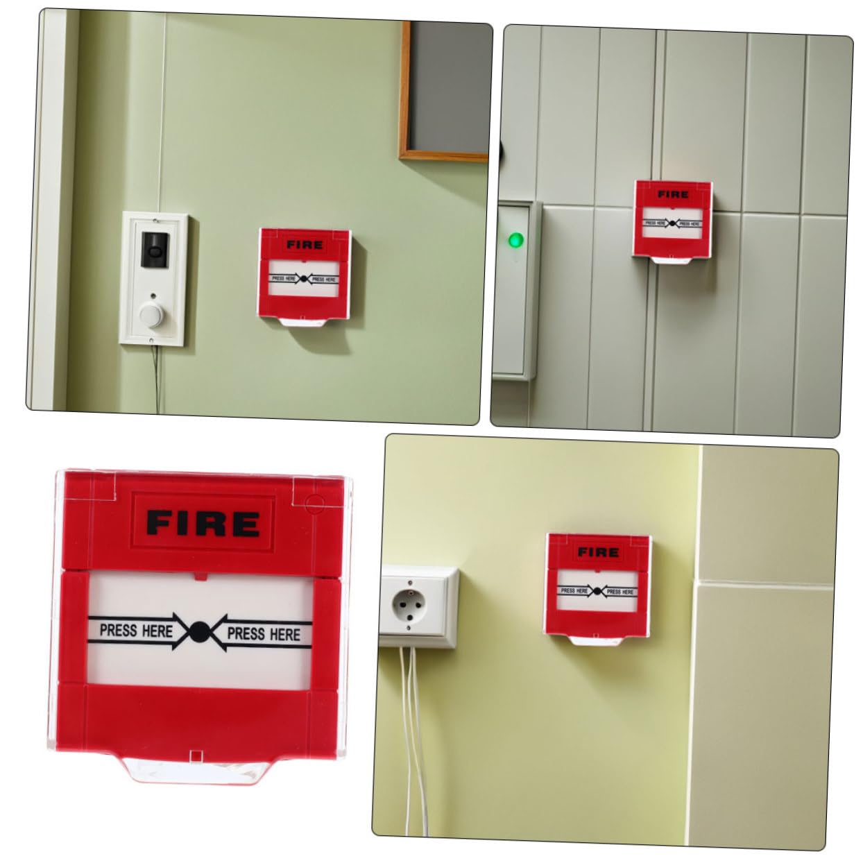 SHINEOFI Botón de Alarma de Emergencia contra Incendios Rojo de Plástico, Diseño de Respuesta Rápida y Compatible Sistemas para Espacios Privados y Públicos, Paquete de 2 Piezas