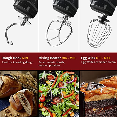 Stand Mixer, CUSIMAX Dough Mixer Tilt-Head Electric Mixer with 5-Quart Stainless Steel Bowl, Dough Hook, Mixing Beater and Whisk, Splash Guard - Image 4
