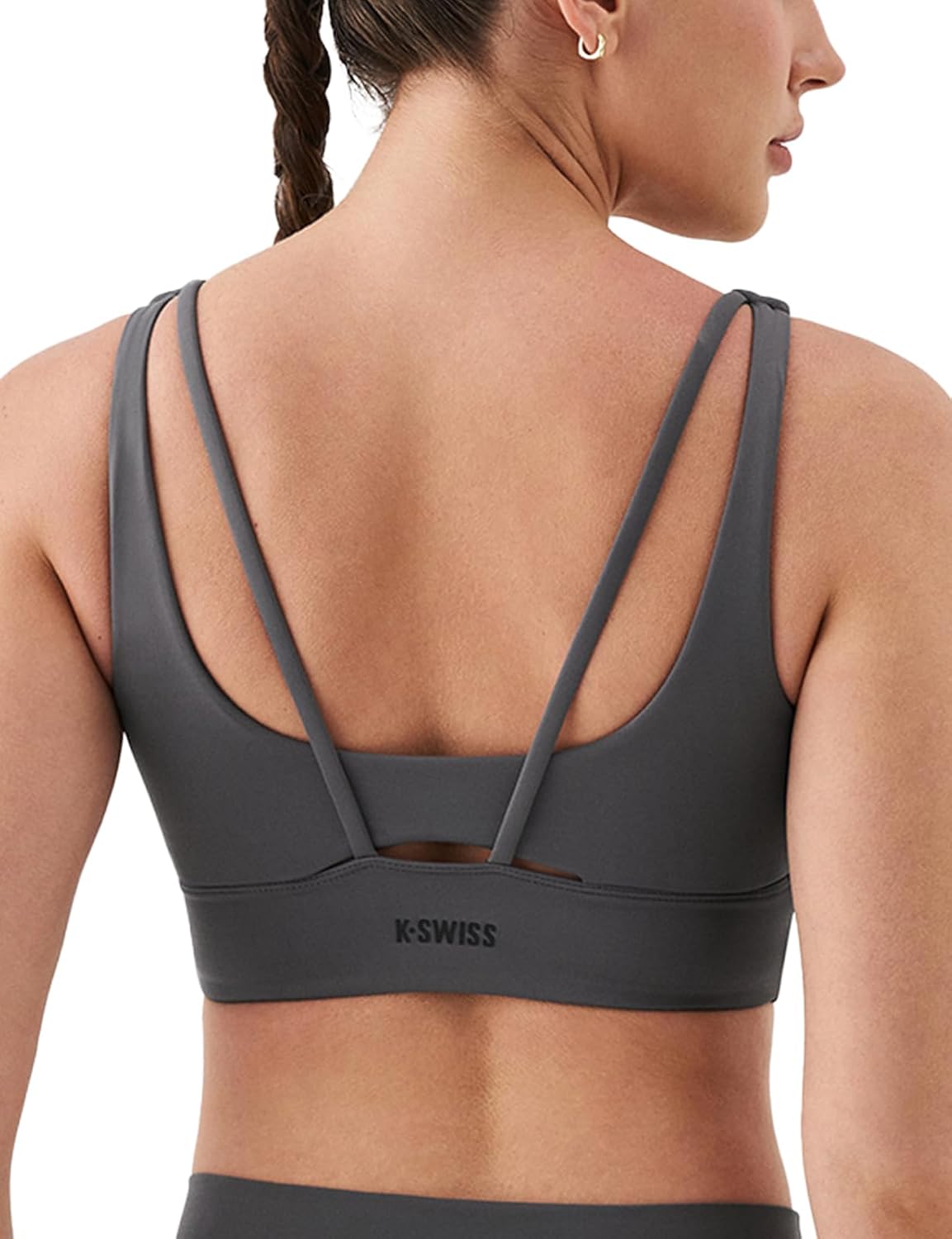K-Swiss Sports Bras for Women - Scoop Neck Padded Strappy Sports Bras Light Support Graphene Fiber Workout Yoga Gym Tops