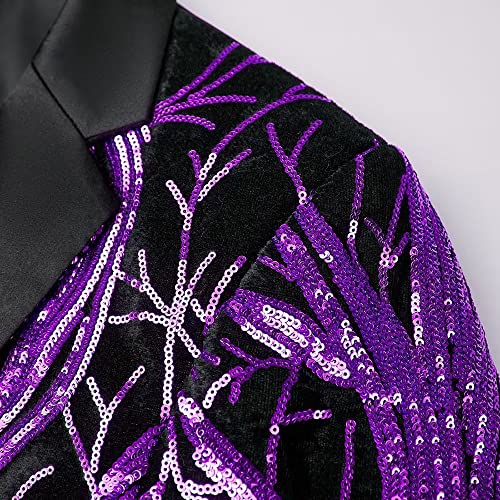 Men's Shiny Sequins Suit Jacket Blazer One Button Wedding Outfit Tuxedo for Party, Banquet, Prom…4
